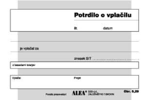 OBR.5,29 POTRDILO O VPLAČILU