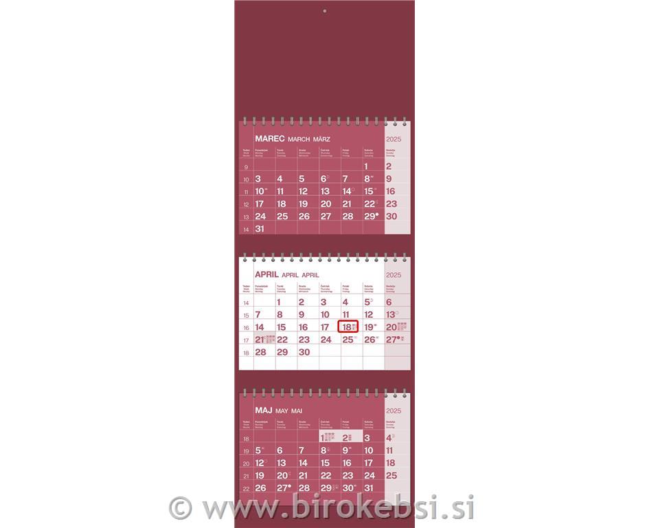 KOLEDAR 3-DELNI S ŠPIRALO BORDO 2025