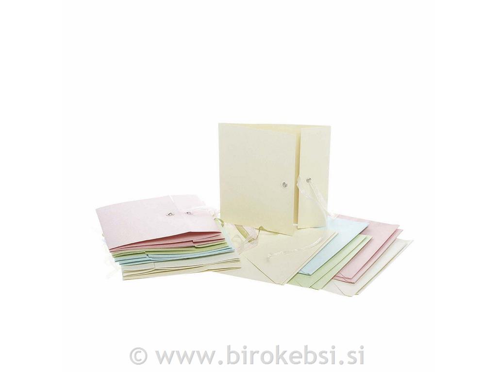 Vizitka s trakom&kuverta, 12,5x12,5, 10