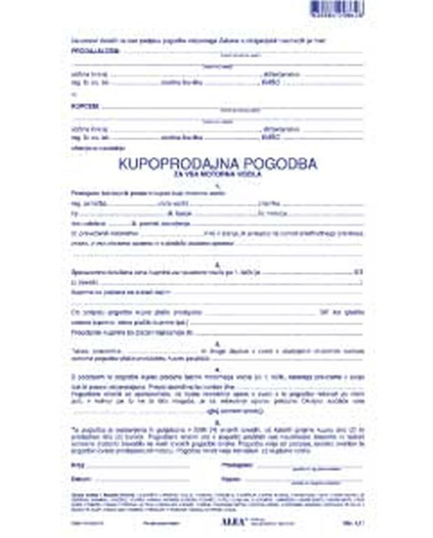 KUPOPRODAJNA POGODBA ZA VSA MOTORNA