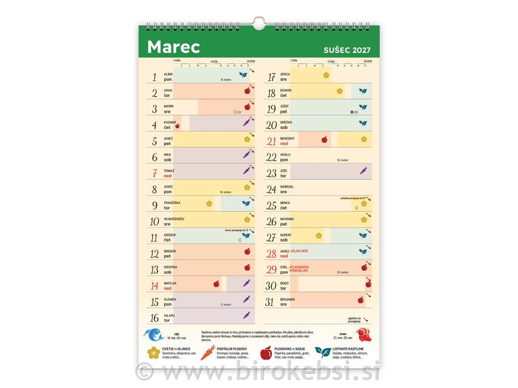 KOLEDAR SETVENI 2027 po Mariji Thun
