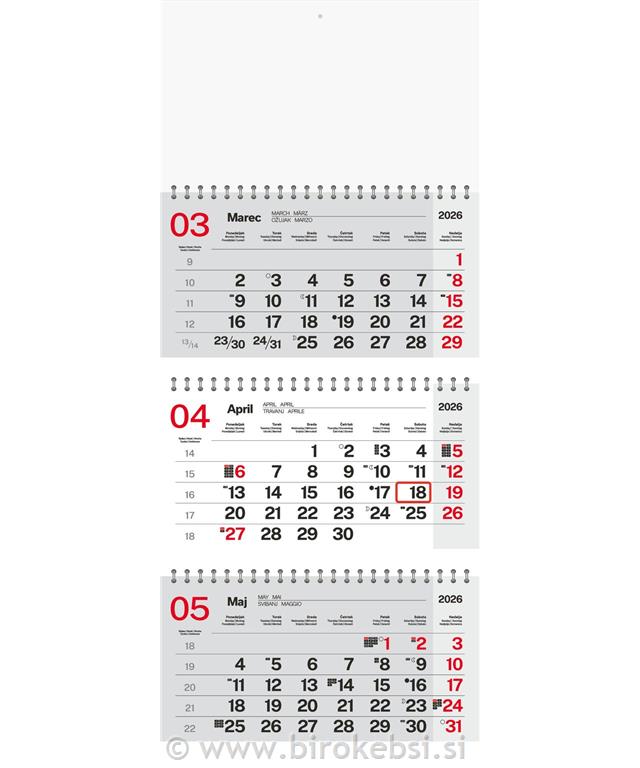KOLEDAR 3-DELNI POSLOVNI SV. SIV 2026