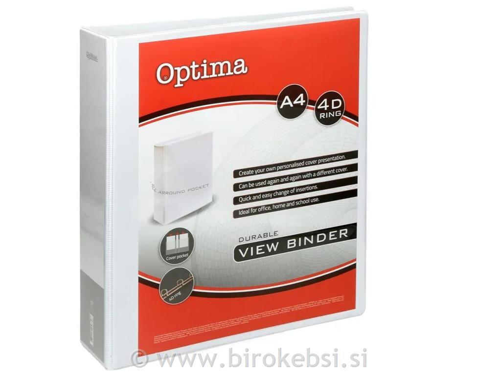 Rinčna mapa OPTIMA A4 75mm, bela