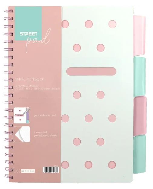 ZVEZEK S ŠPIRALO STREET S.PAD PINK A5