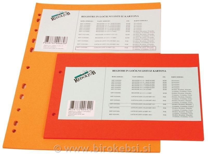 LOČILNI LISTI B5 1/10 ORANŽNI