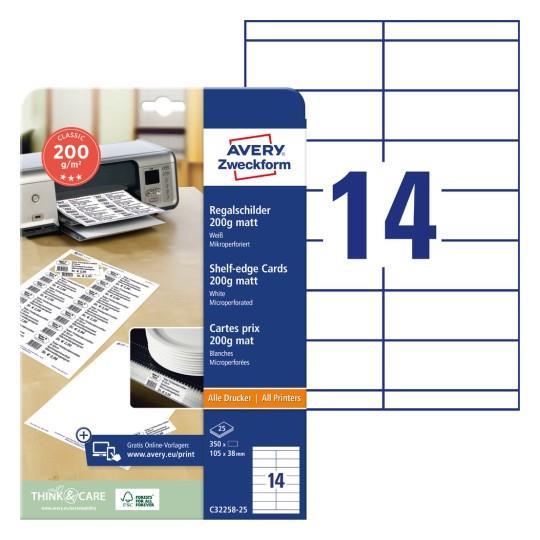 ZWECKFORM C32258-25 REGALNE ETIKETE