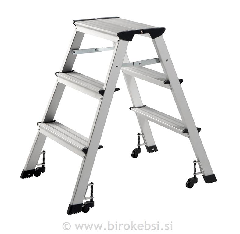 Aluminijasta lestev s kolesi, 3 stopnice