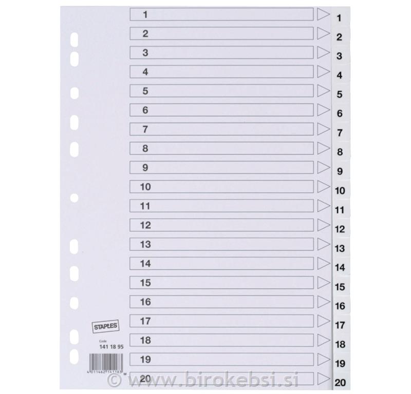 REGISTER A4 1-20 KARTON BEL