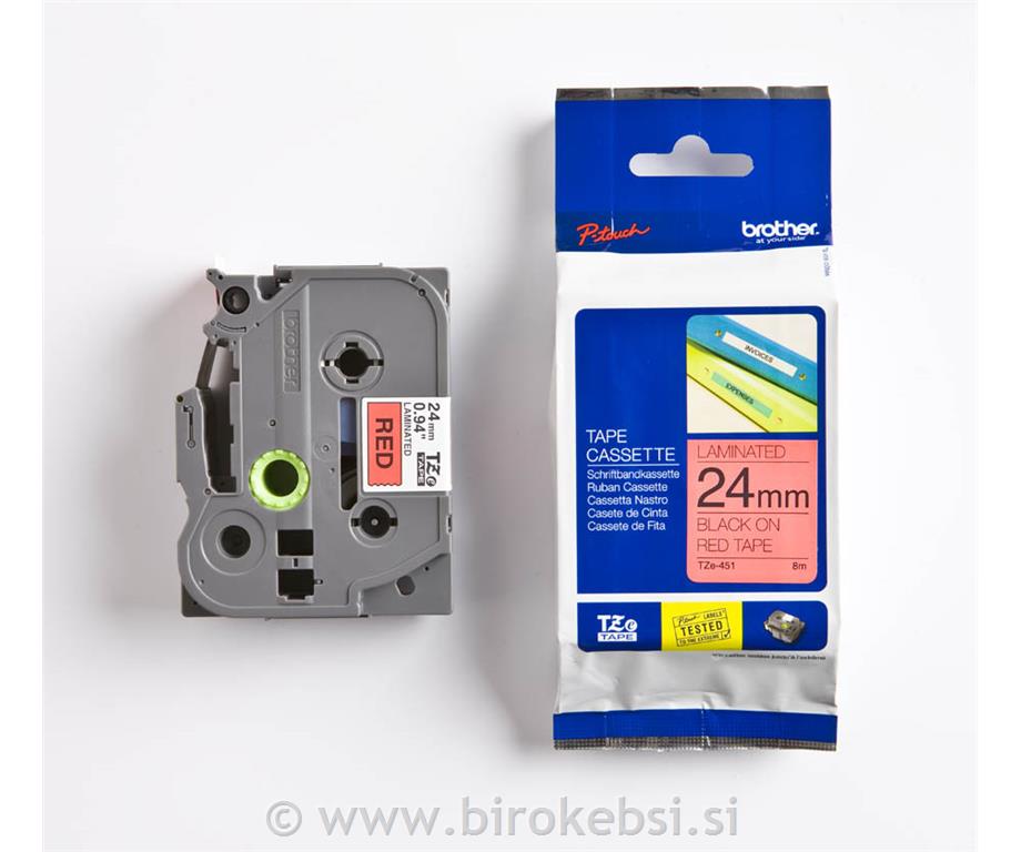 TZE451 Rdeč/črn 24mm, trak za PT