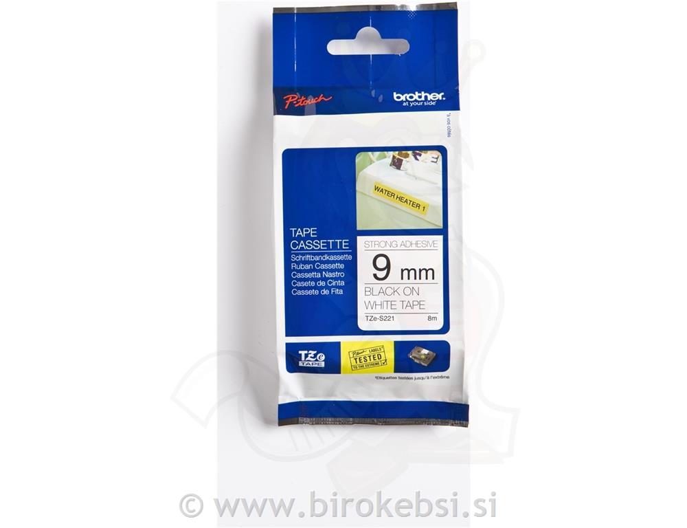 TZES221 bel/črn 9mm, trak za PT