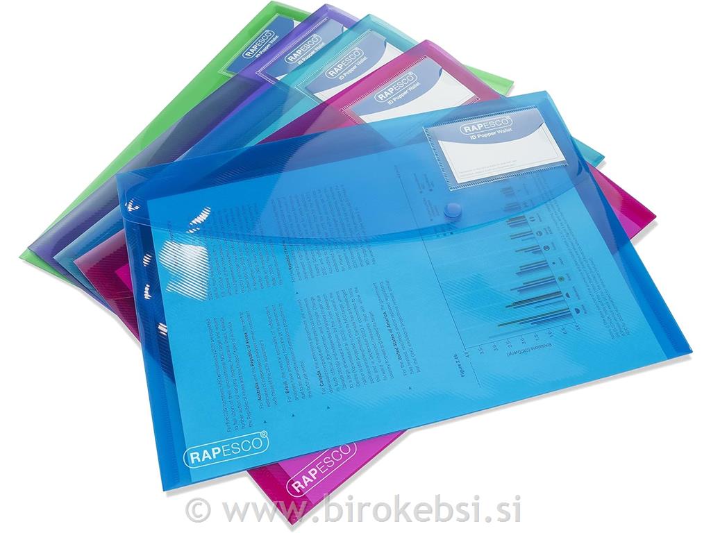 Mapa z gumbom 1681 A4+ PP transp.barve