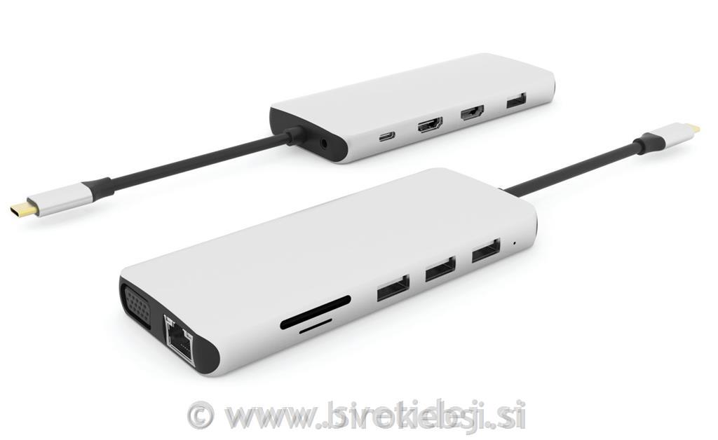 USB-C hub razdelilnik, 12-v-1