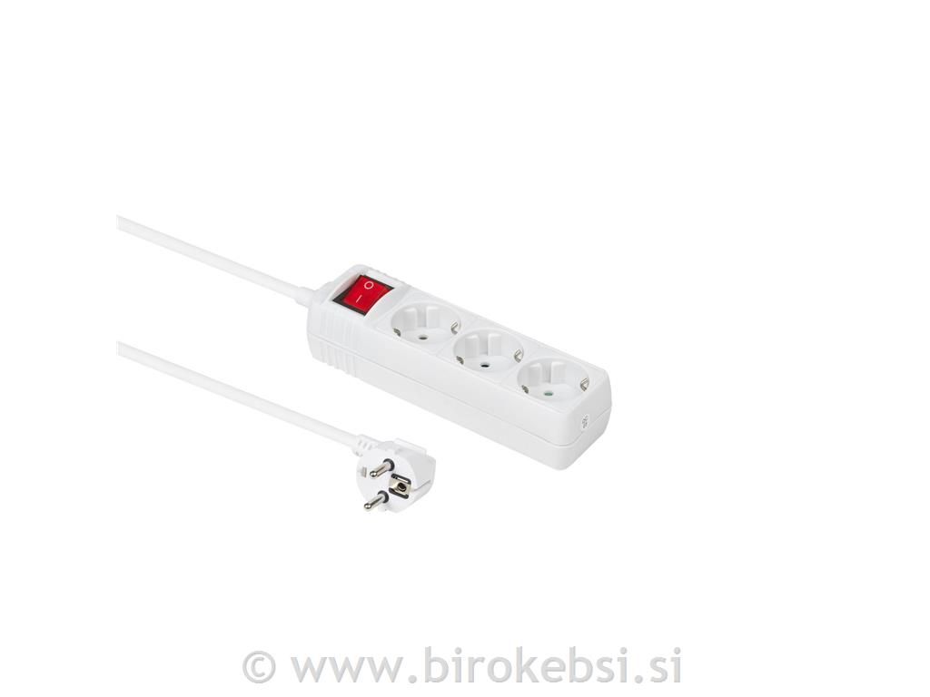 Razdelilnik s stikalom 3 vtičnice, 3m