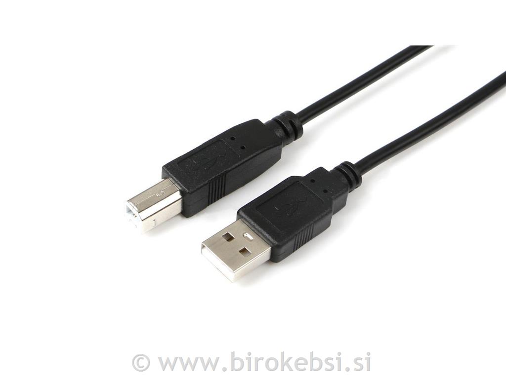 Kabel USB A-B 2.0, 0,5m, črn
