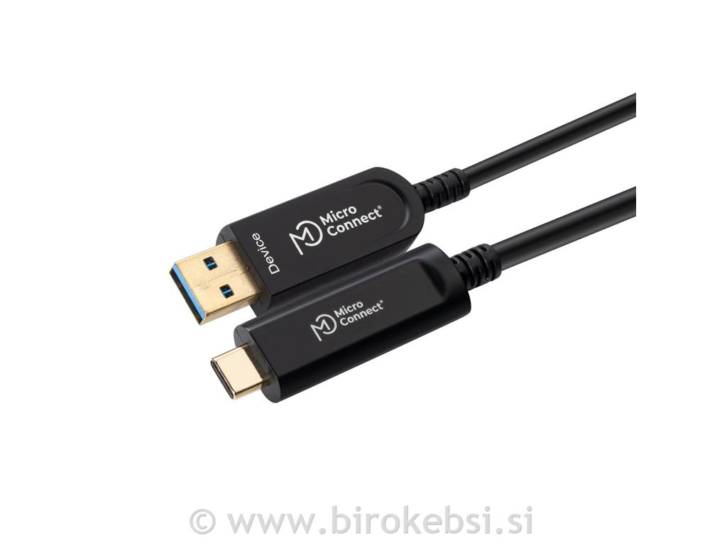 Kabel optični USB C-A 3.2, 5m, črn