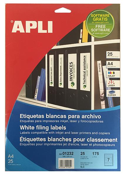 Bele nalepke, 190 x 38 mm, 7/stran