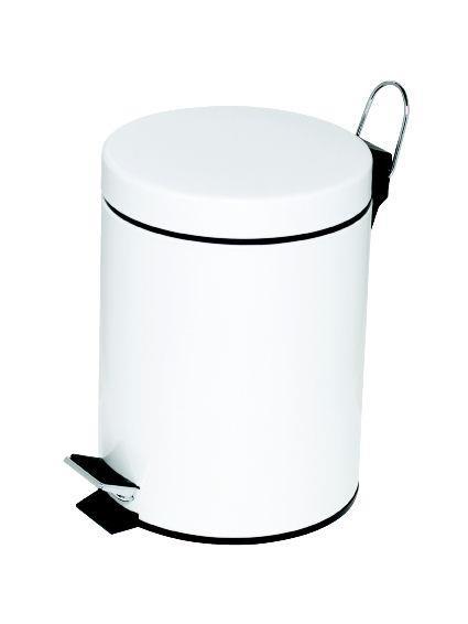Koš za smeti s pedalom, 5l, bel