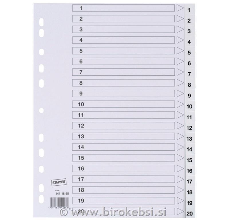 REGISTER A4 1-20 KARTON BEL
