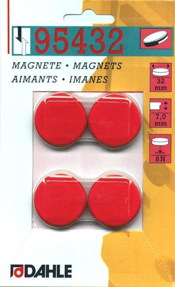 Magnet y32mm rdeč 4 kos