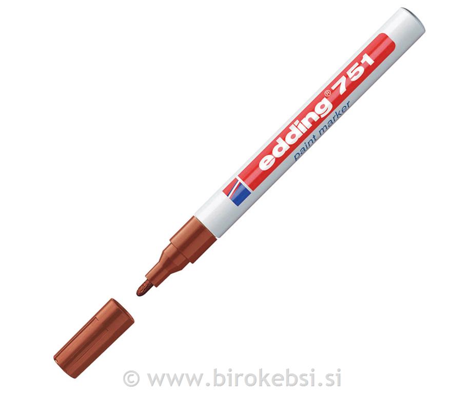 Marker z lakom E-751, 1-2 mm, rjav