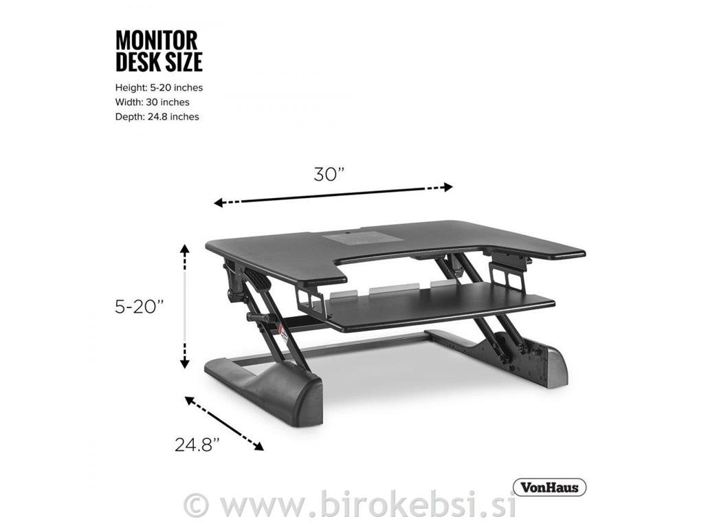 VonHaus Sit&Stand delovna postaja črna