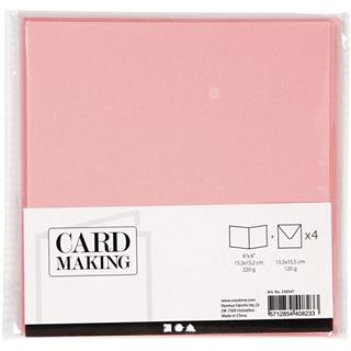 Kuverta z vizitko roza,16x16, set 4